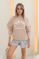 Sunset wanderlust stone applique embroidered sweater
