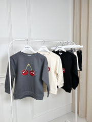 Mini cherry black printed sweater shorts loungewear