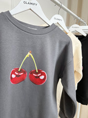 Mini cherry steel grey printed sweater shorts loungewear