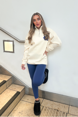 Take Your Time Ecru & Blue printed 3/4 sweater and legging set