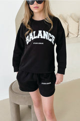 Mini studio leisure balance black printed sweater