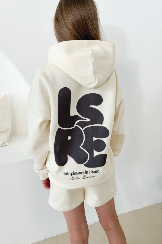 Mini LSRE ecru bubble printed hoodie