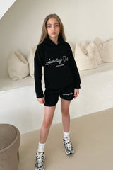 Mini Sunday club black embroidered hoodie