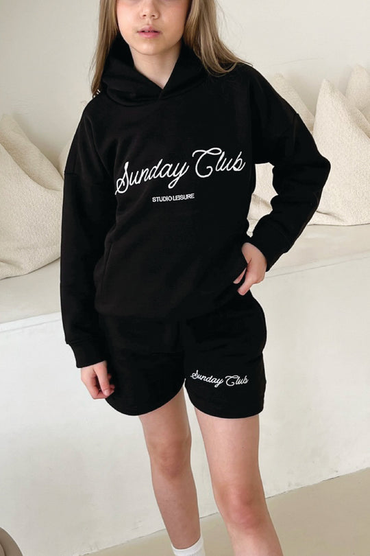 Mini studio leisure sunday embroidered black shorts