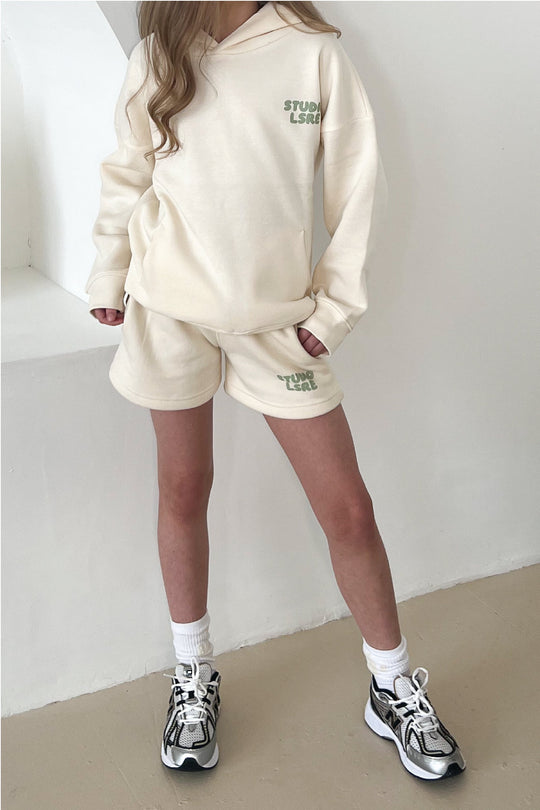 Mini studio LSRE ecru and sage bubble printed shorts