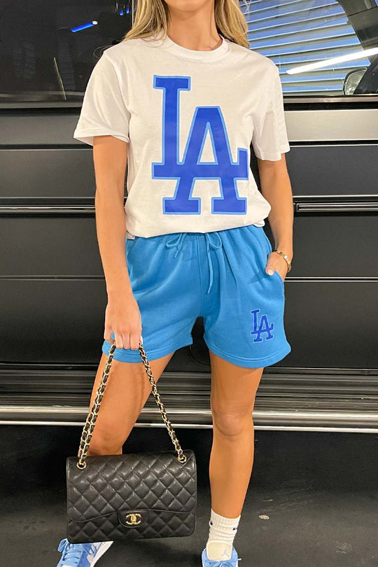 Los Angeles blue printed short co-ord