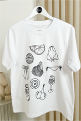 Summer Vibes printed white heavyweight t-shirt