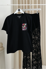 Lost in the beat black back print heavyweight t-shirt