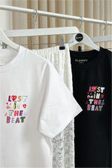 Lost in the beat black back print heavyweight t-shirt