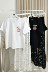 Lost in the beat white back print heavyweight oversized t-shirt