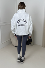 Studio Leisure light marl printed 3/4 zip sweater legging set