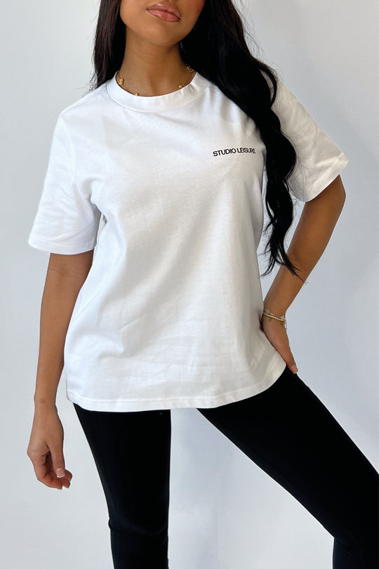 Studio Leisure essential printed white T-shirt