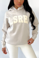 LSRE bone embroidered applique premium relaxed hoodie