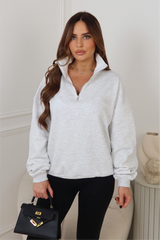 Glamify premium essential light grey marl 3/4 zip