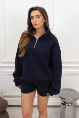 Glamify everyday essential navy 3/4 zip