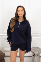 Glamify everyday essential navy 3/4 zip