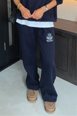 RESORT COLLECTIVE EMBROIDERED NAVY STRAIGHT LEG JOGGER