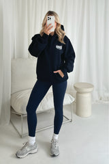 Manhattan navy printed hoodie and legging set