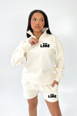 Studio Leisure bubble ecru printed premium 3/4 zip sweater