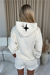 any lifetime ecru premium hooded short loungewear set