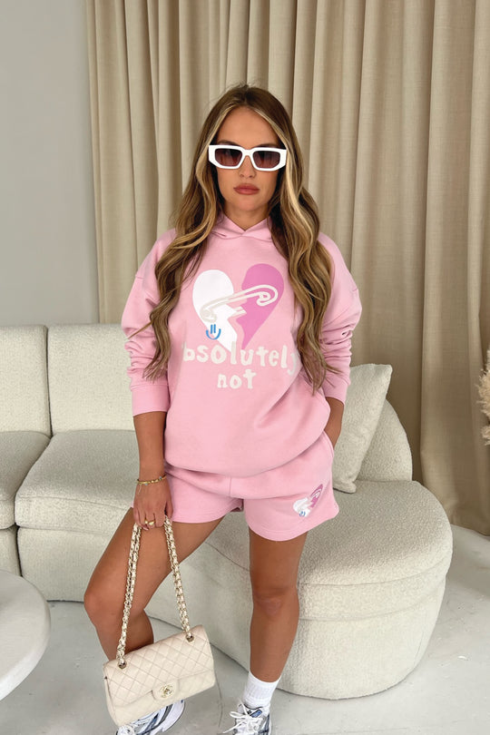 Absolutely Not Baby Pink Premium Hoodie Short Loungewear Set