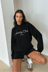 Studio leisure sunday black embroidered hoodie