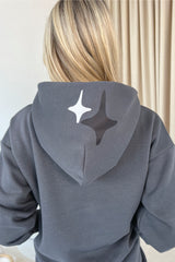 any lifetime steel grey premium hooded short loungewear set