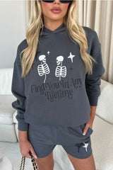 any lifetime steel grey premium hooded short loungewear set