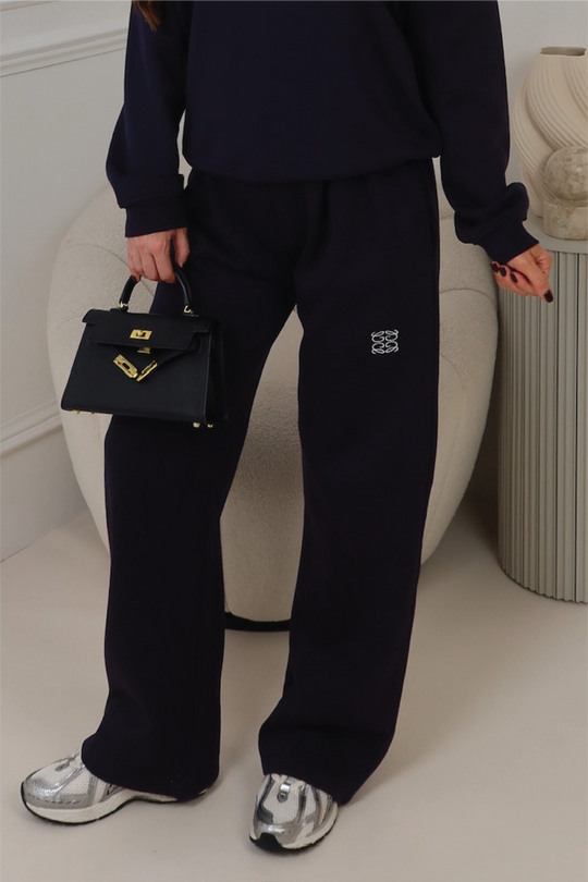 GEGE EMBROIDERED NAVY PREMIUM ESSENTIAL STRAIGHT LEG JOGGER