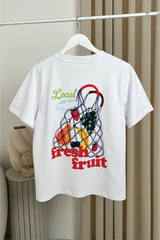 Fresh fruit white front & back printed heavyweight oversized t-shirt