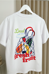 Fresh fruit white front & back printed heavyweight oversized t-shirt