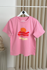 Amalfi pink printed heavyweight oversized t-shirt