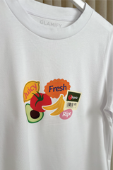 Juicy fresh white printed heavyweight oversized t-shirt