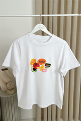 Juicy fresh white printed heavyweight oversized t-shirt