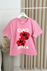 Ciao Bella pink heavyweight printed t-shirt