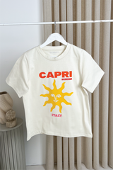 Capri ivory printed heavyweight t-shirt