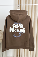 Club House mocha printed premium hoodie