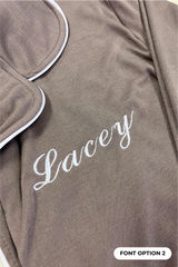 PERSONALISED EMBROIDERED PREMIUM JERSEY BURGUNDY CLASSIC PIPING PYJAMA SET