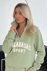 Calabasas sage embroidered 3/4 zip sweatshirt premium essential