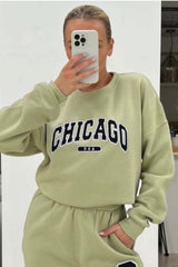'Chicago' sage embroidered sweater premium essentials