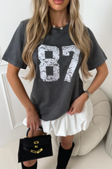87 faded grey printed heavyweight oversized t-shirt