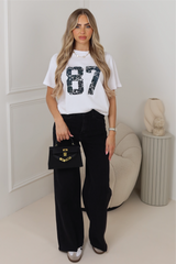 87 white lace printed heavyweight T-shirt