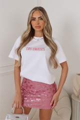Los angeles white printed heavyweight T-shirt