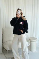 Studio leisure star navy printed hoodie