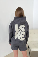 Mini LSRE steel grey bubble printed hoodie