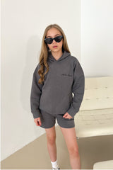 Mini LSRE steel grey bubble printed hoodie