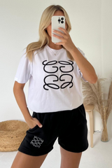 Gg Black Embroidered Premium Short T-Shirt Coord Co Ord