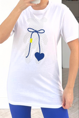 Love Heart Teddy White printed tee