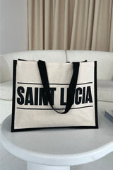 Saint Lucia Black Printed Large Tote