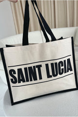 Saint Lucia Black Printed Large Tote
